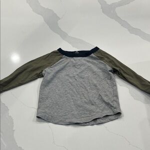 George Kids Long Sleeve Raglan Shirt - Gray and Olive